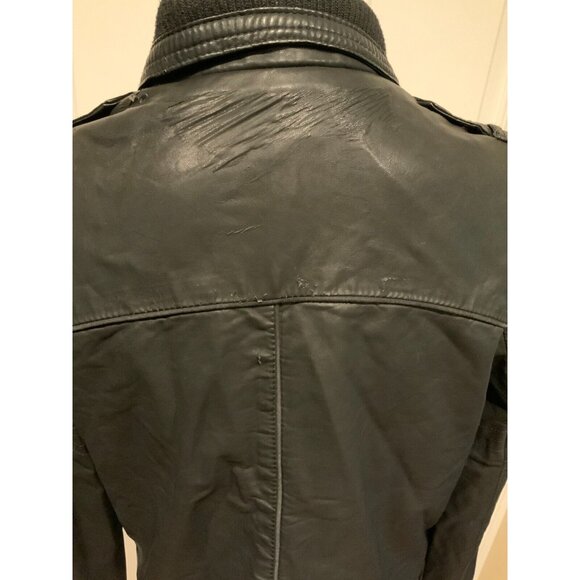 Free People Black Vegan Leather Collared Zip-Up Moto Jacket Size 12 - Picture 6 of 8